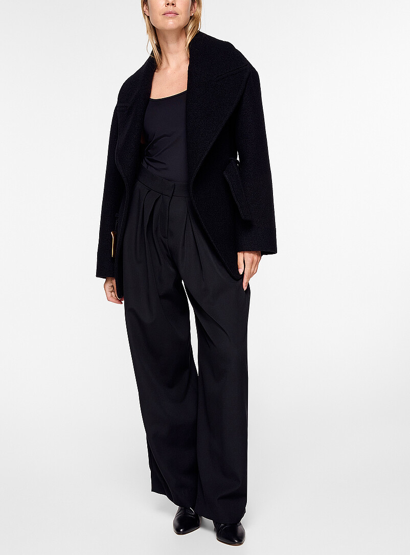 Grain-de-poudre wide-leg pleated pant product image (primary)