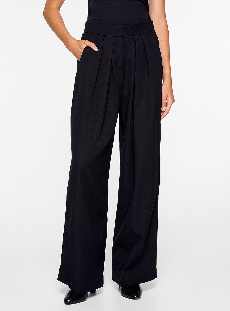 Grain-de-poudre wide-leg pleated pant product image 2