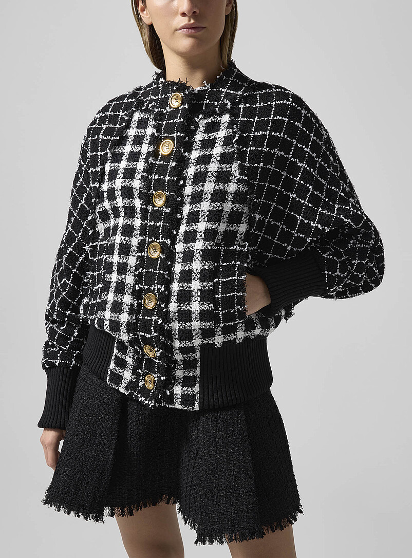 Golden Buttons Tweed Bomber Jacket