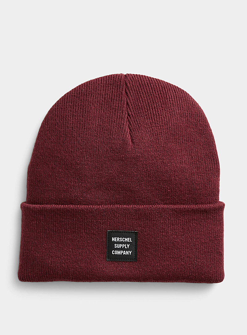 Herschel Ruby Red Signature emblem solid tuque for women