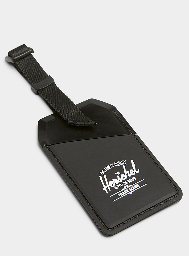 Herschel Black Rubber luggage tag for men