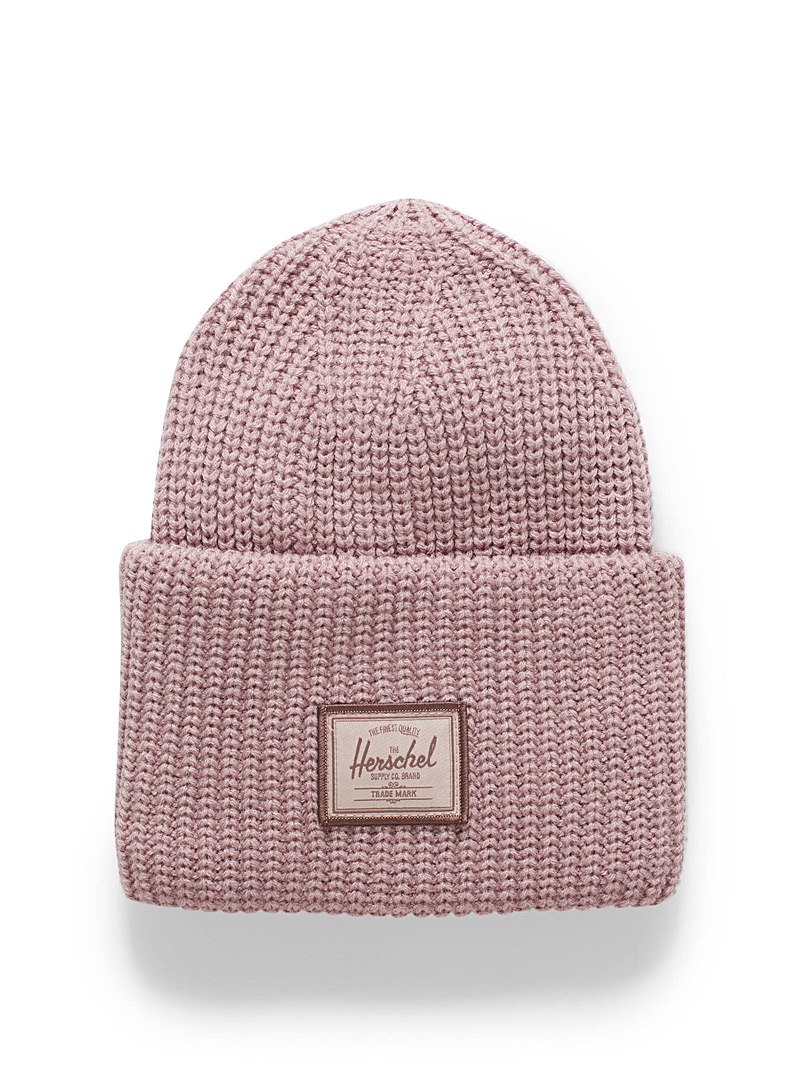 Herschel Pink Oversized-ribbed-cuff tuque for women