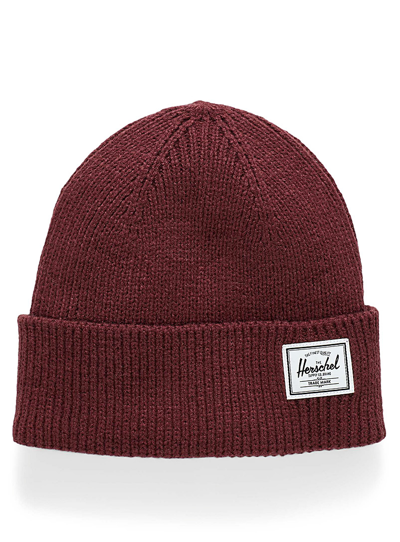 Herschel Ruby Red Polson logo emblem ribbed tuque for women