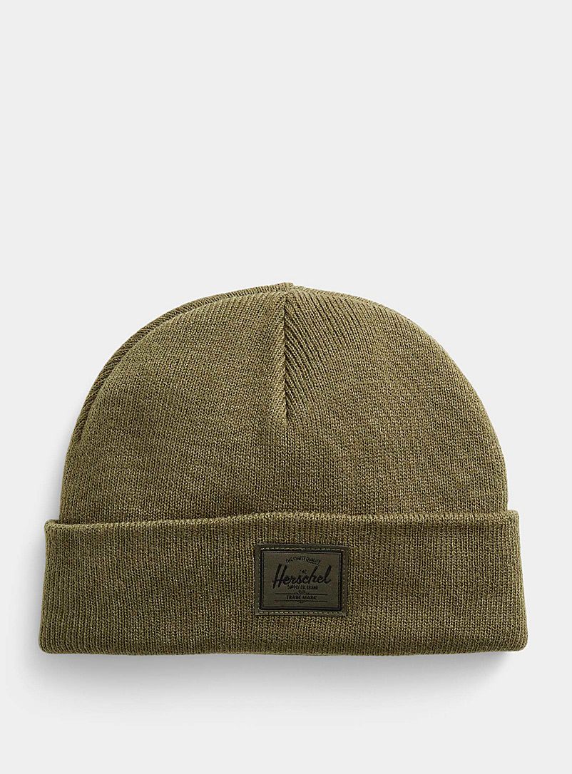Herschel Mossy Green Signature emblem cropped tuque for women