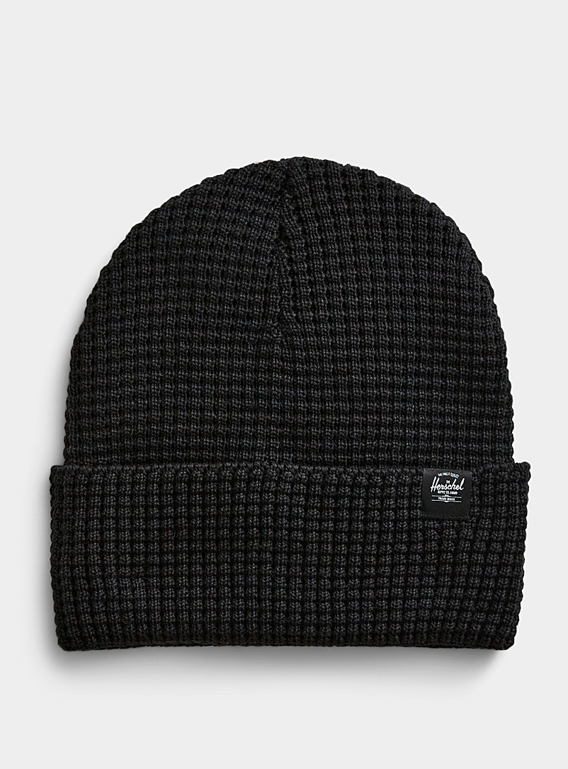 Herschel Black Recycled-polyester waffle tuque for women