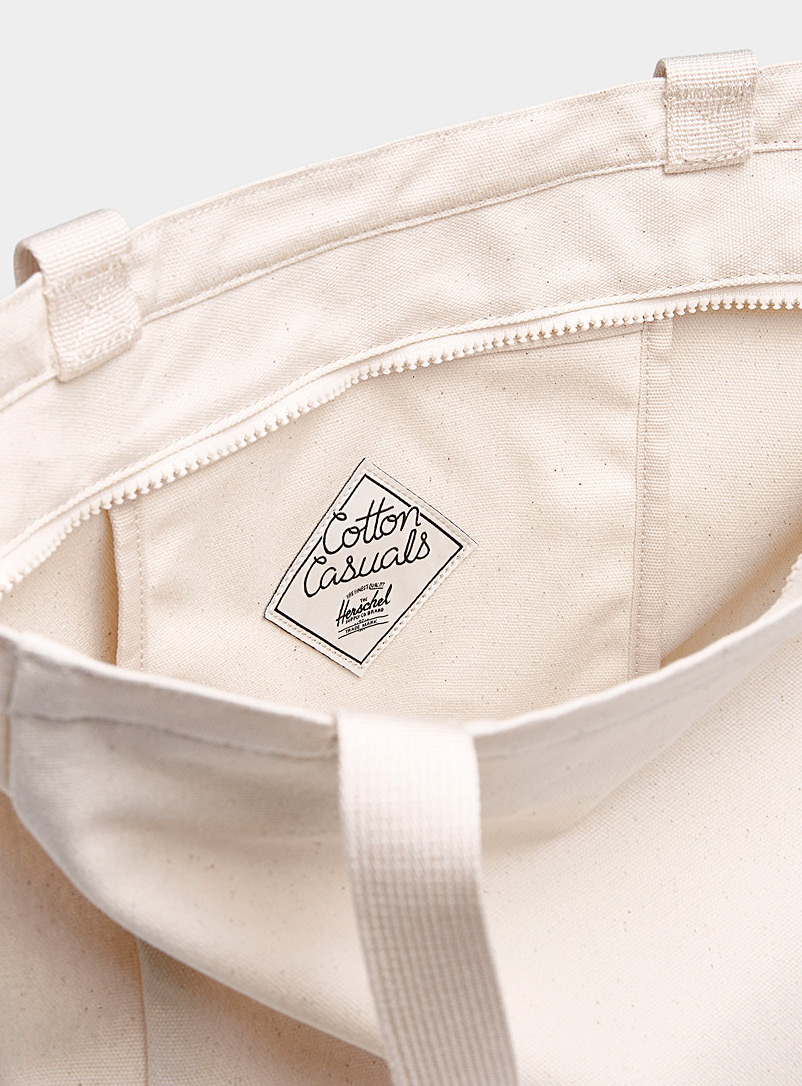 Herschel Off White Inga solid zip tote for women