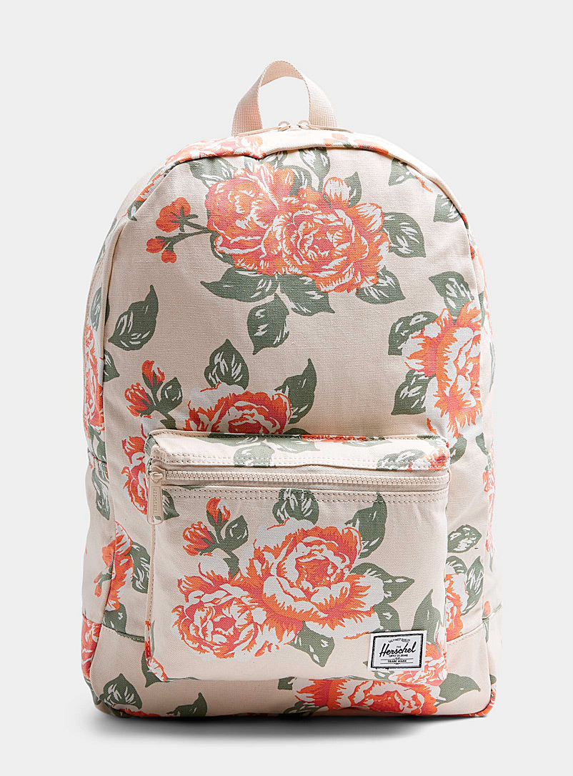 Herschel Patterned Red Daypack washed cotton backpack for women