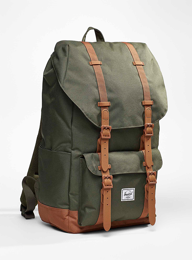 Herschel Mossy Green Recycled Little America backpack for women
