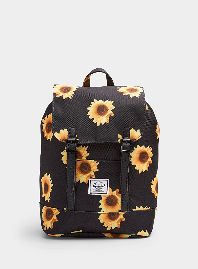Herschel Patterned Black Retreat mini backpack for women