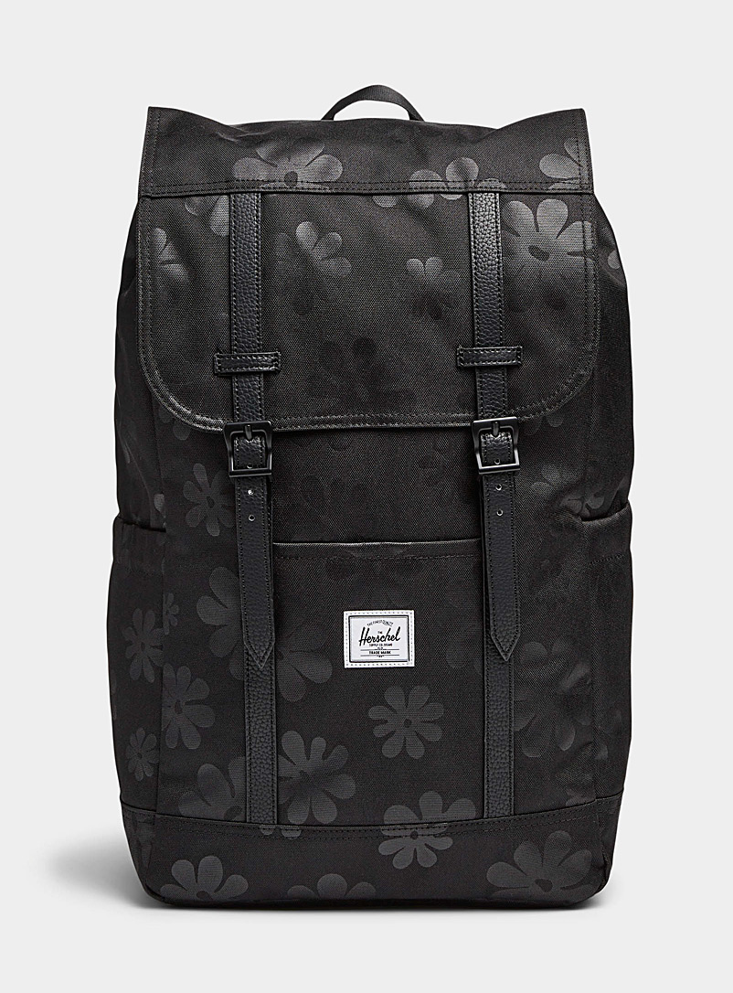 Herschel Patterned Black Retreat EcoSystem™ recycled backpack for women