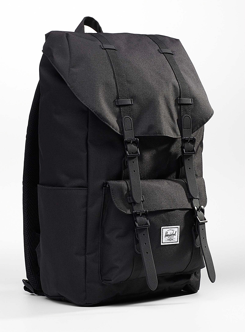 Herschel Black All-over black Little America eco-friendly backpack for men