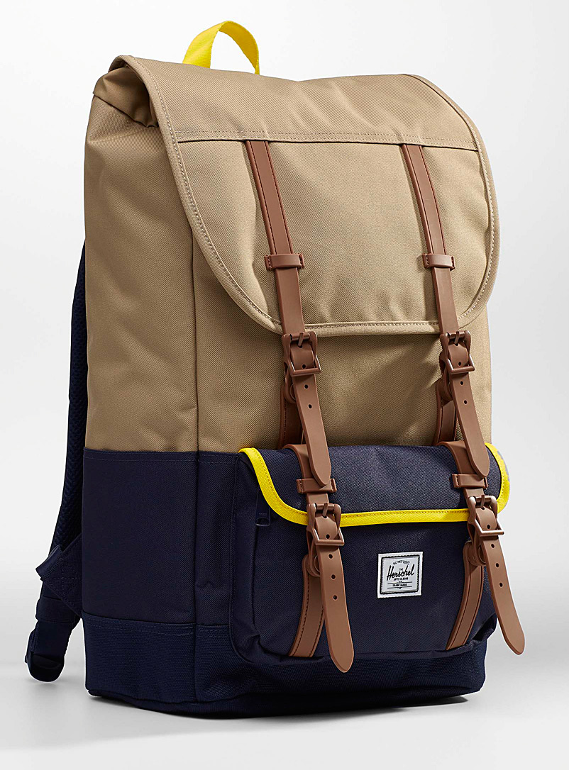 Herschel Patterned Blue Little America Pro colour block backpack for men