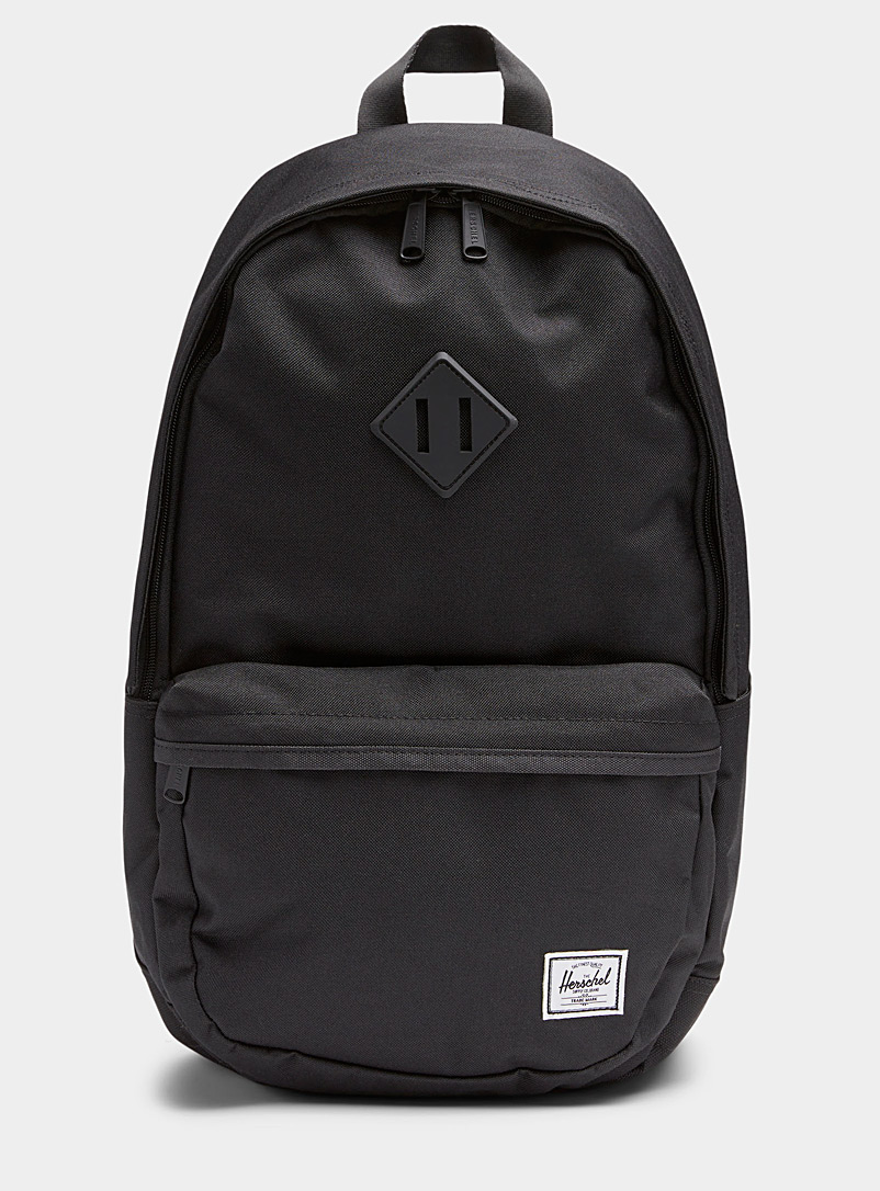 Herschel Black Heritage Pro monochrome eco-friendly backpack for men