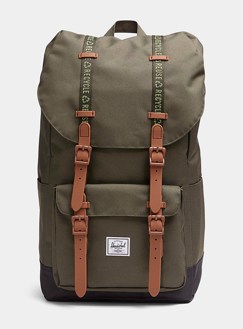 canvas herschel little america backpack Mid-Volume Herschel Supply Co. USA Comfort during transport is ensured by adjustable shoulder straps with EVA foam padding Herschel Supply Company Little America