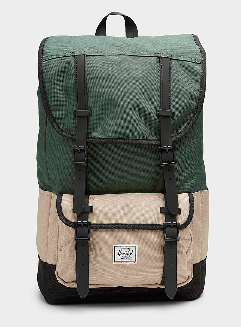 Herschel Patterned Green Little America Pro natural-hued backpack for men