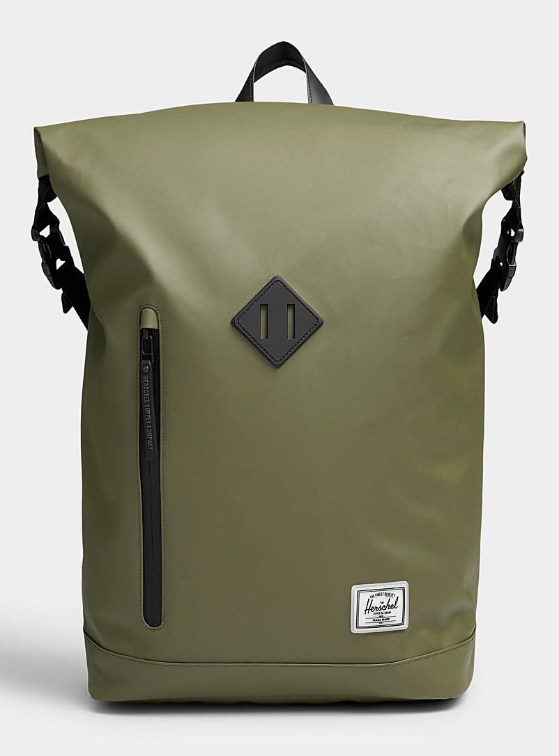 Herschel: Le sac à dos Roll Top Vert foncé-mousse-olive pour homme