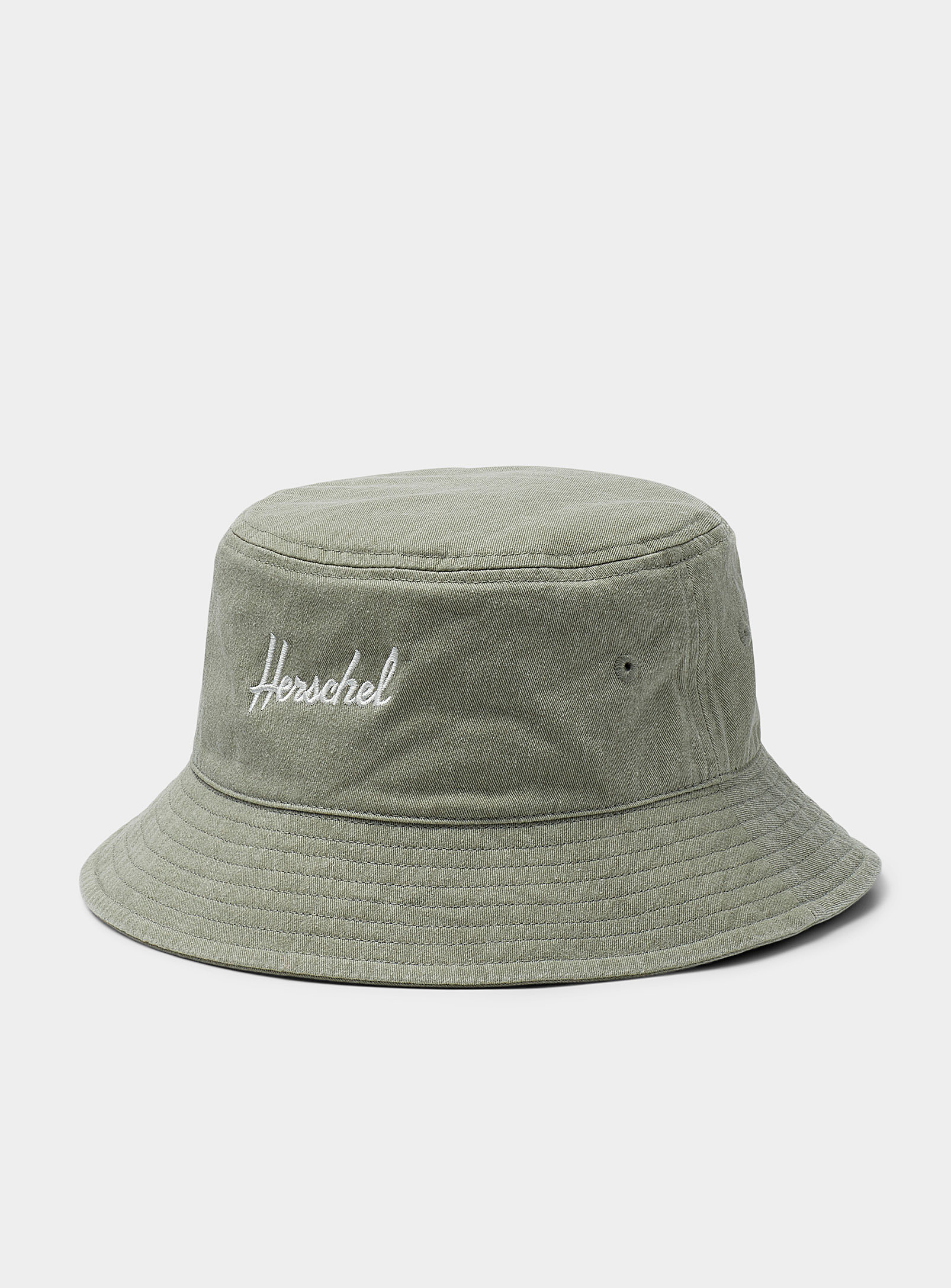 Herschel Pure Washed Cotton Logo Bucket Hat In Green