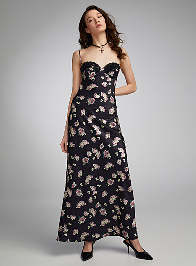 Floral satin and lace maxi dress, Twik, Long Dresses & Maxi Dresses For  Women
