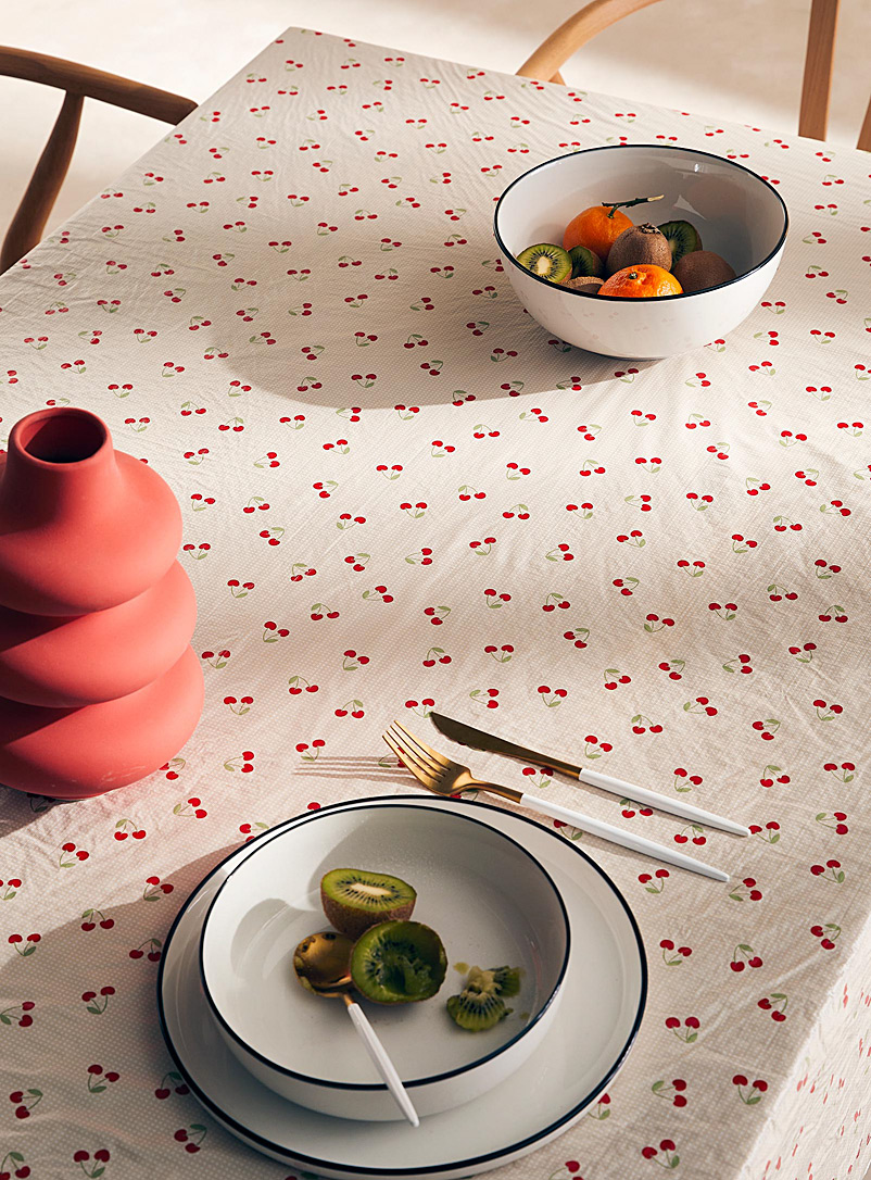 Simons Maison Patterned White Retro cherries vinyl tablecloth
