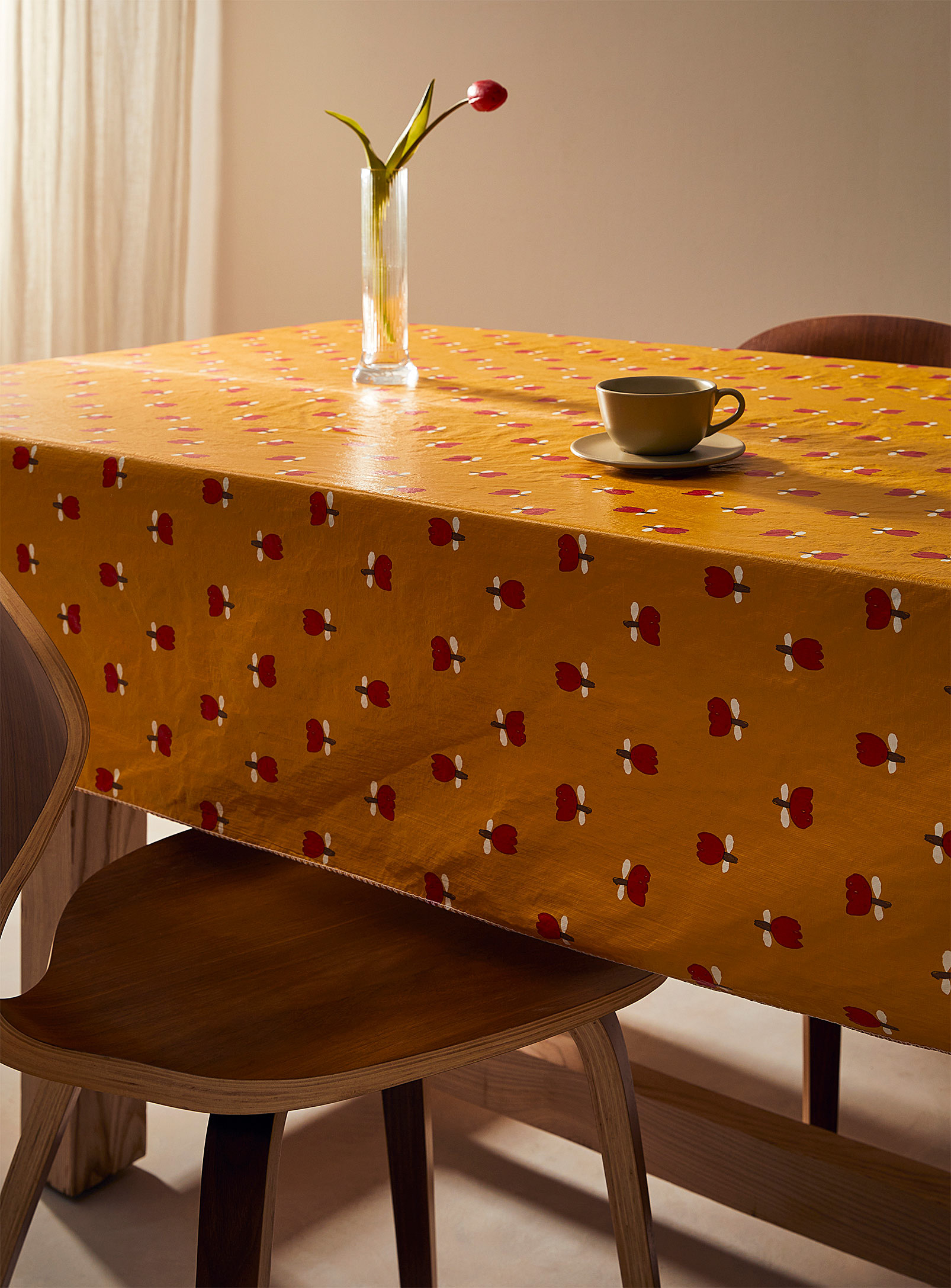 Simons Maison Playful Tulip Vinyl Tablecloth In Patterned Yellow