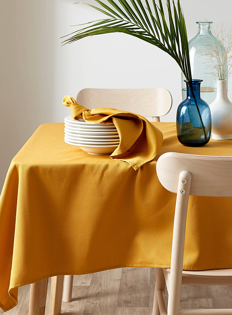 Simons Maison Dark Yellow Woven micro-check tablecloth