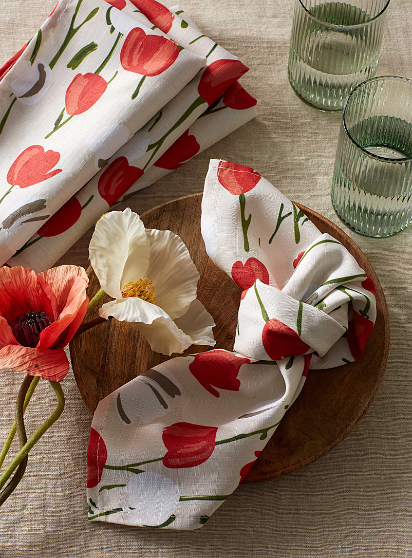 Simons Maison: Les serviettes de table tulipes rouges Ensemble de 4 Assorti