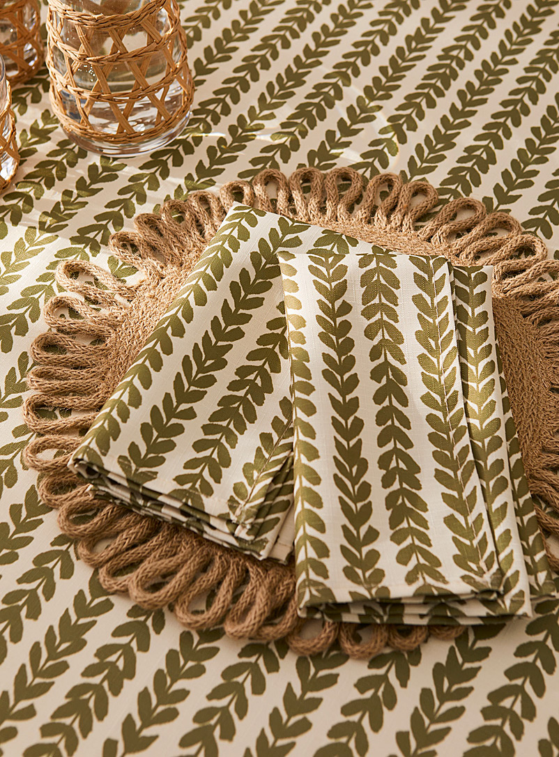 Simons Maison: Les serviettes de table tiges feuillues Ensemble de 2 Écru à motifs