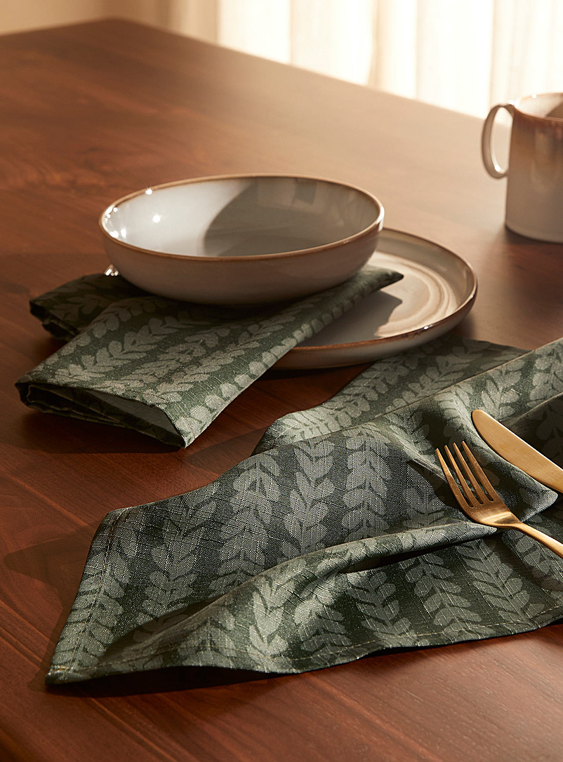 Simons Maison Green Vines recycled polyester napkins Set of 2