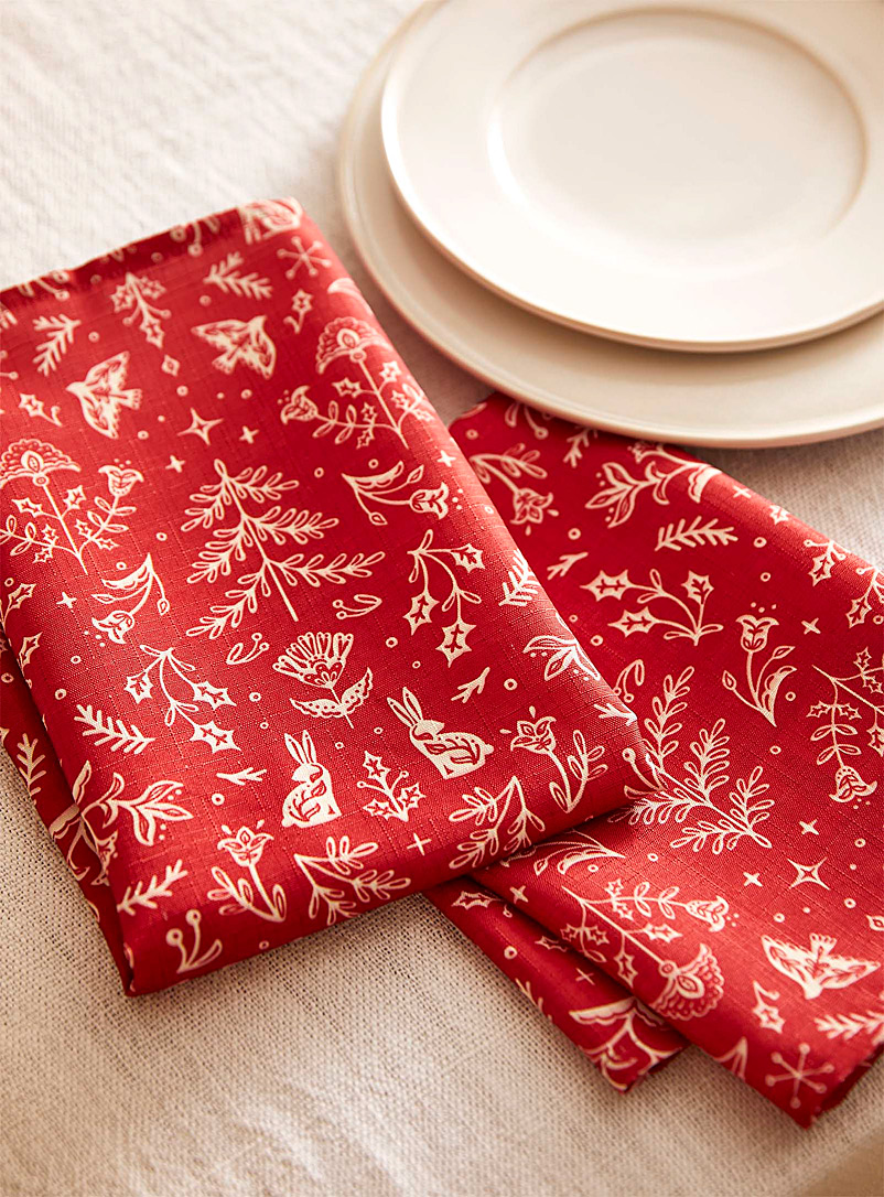 Simons Maison: Les serviettes de table forêt féérique Ensemble de 2 Rouge à motifs