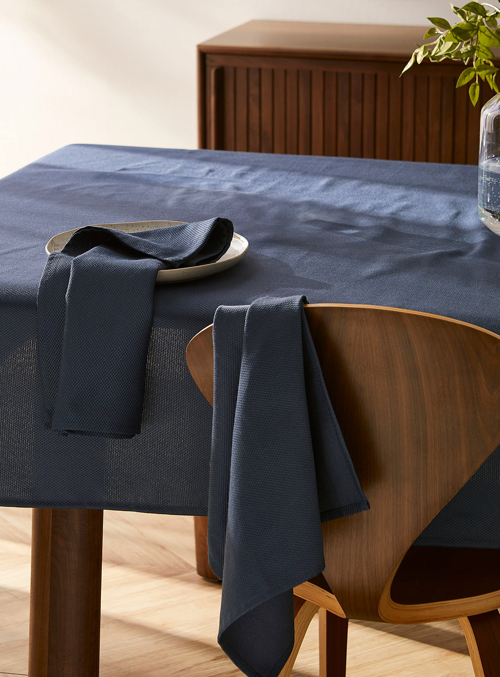 Simons Maison - Blue micro-check recycled polyester napkins Set of 2