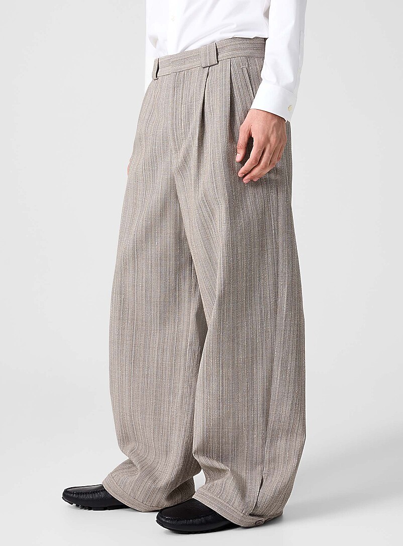Textured virgin wool barrel-leg pants | Emporio Armani | Shop
