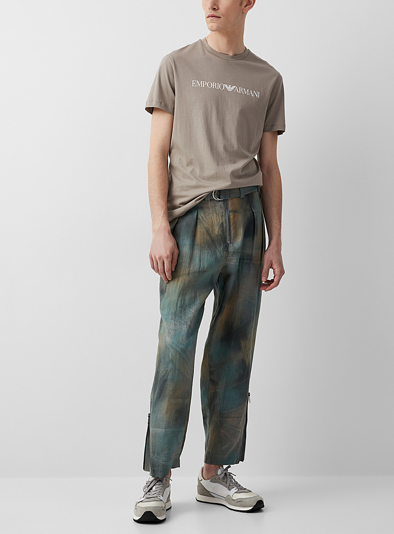Emporio Armani Blue Abstract camouflage linen pant for men