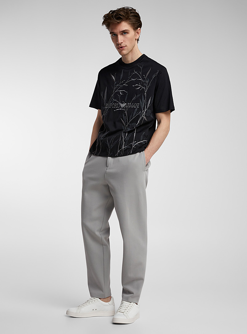 Emporio Armani Grey Structured jersey pant for men