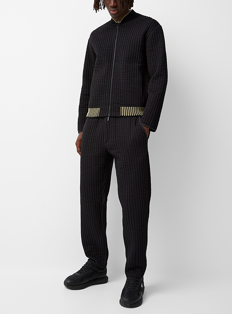 Emporio Armani: Le pantalon jersey côtelé vertical Noir pour homme