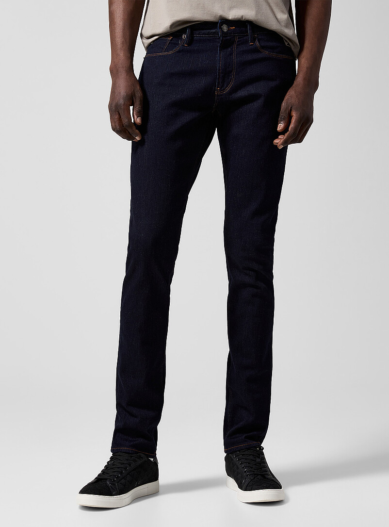 Emporio Armani Slate Blue Raw denim slim-leg jean for men