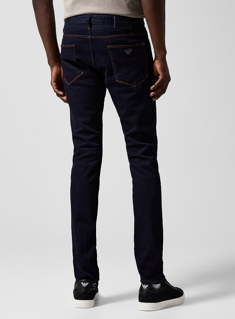 Emporio Armani Slate Blue Raw denim slim-leg jean for men