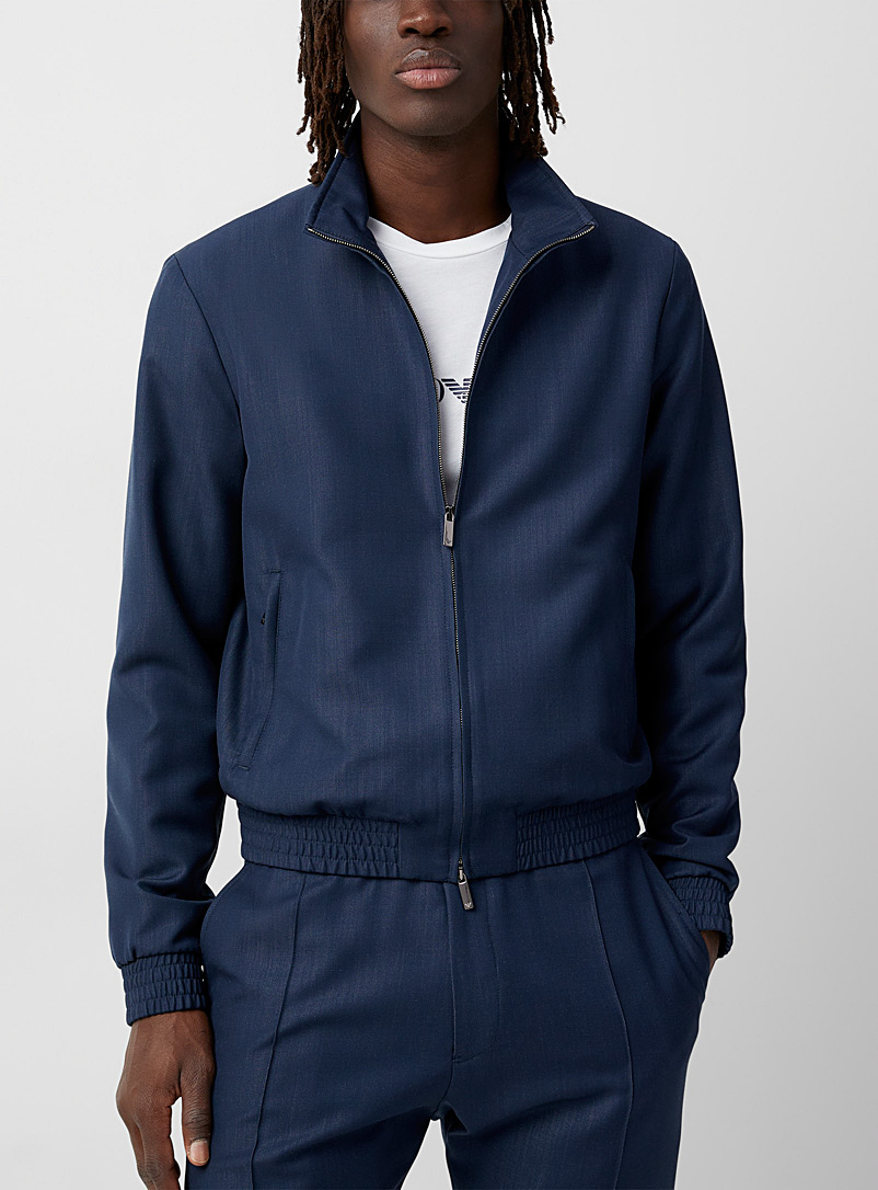Emporio Armani Marine Blue Indigo twill zip jacket for men