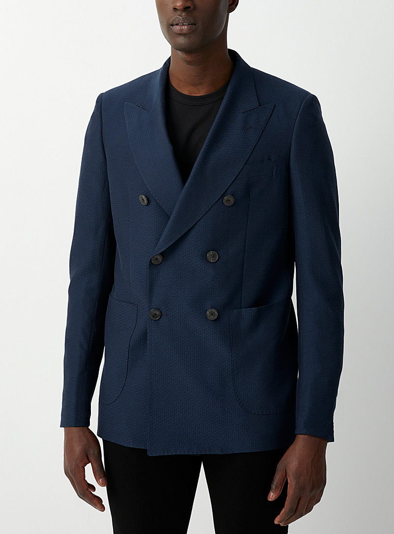 Emporio Armani Marine Blue Zigzag weave jacket for men