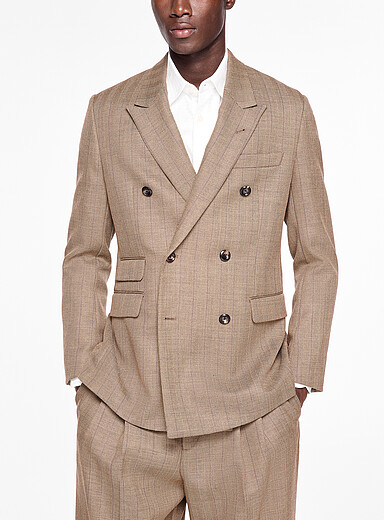 Chevron pattern double-breasted suit jacket