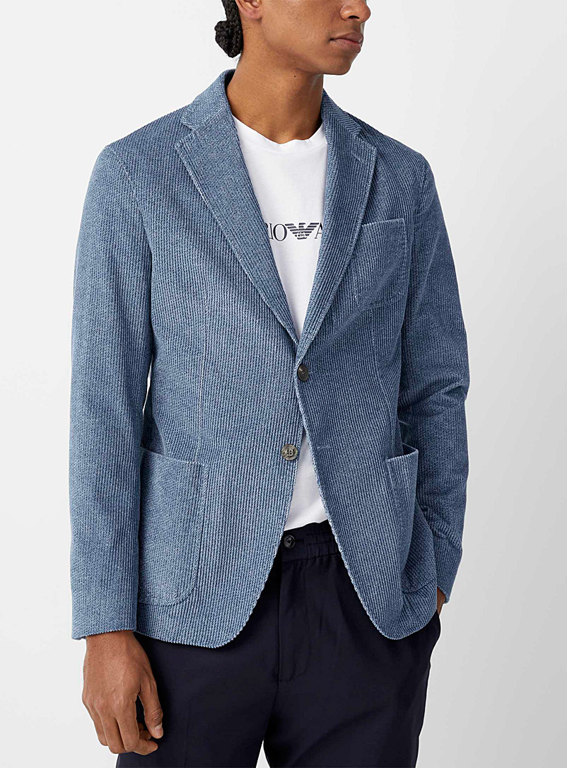 Emporio Armani Blue Supple corduroy jacket for men