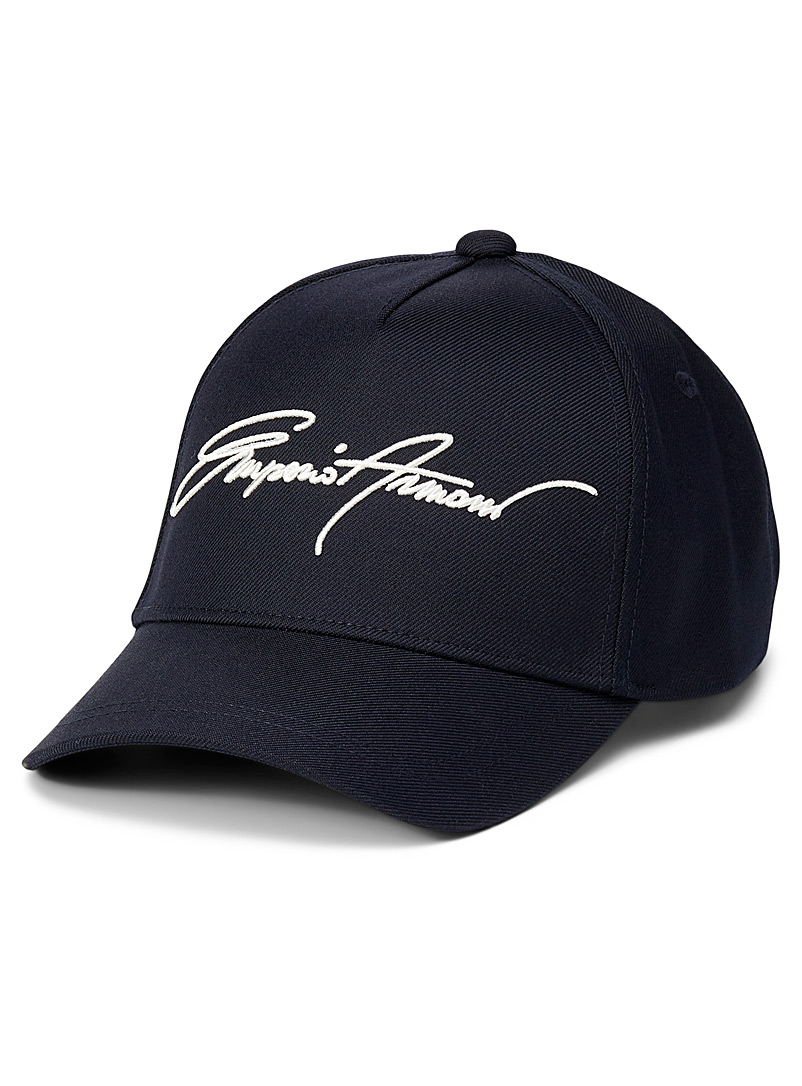 Emporio Armani Marine Blue Embroidered signature cap for men