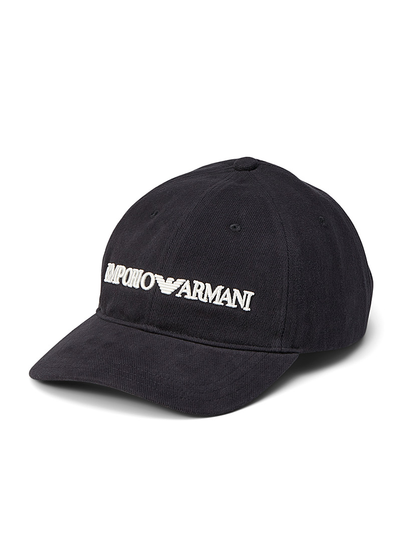 Emporio Armani Black Embroidered logo classic cap for men