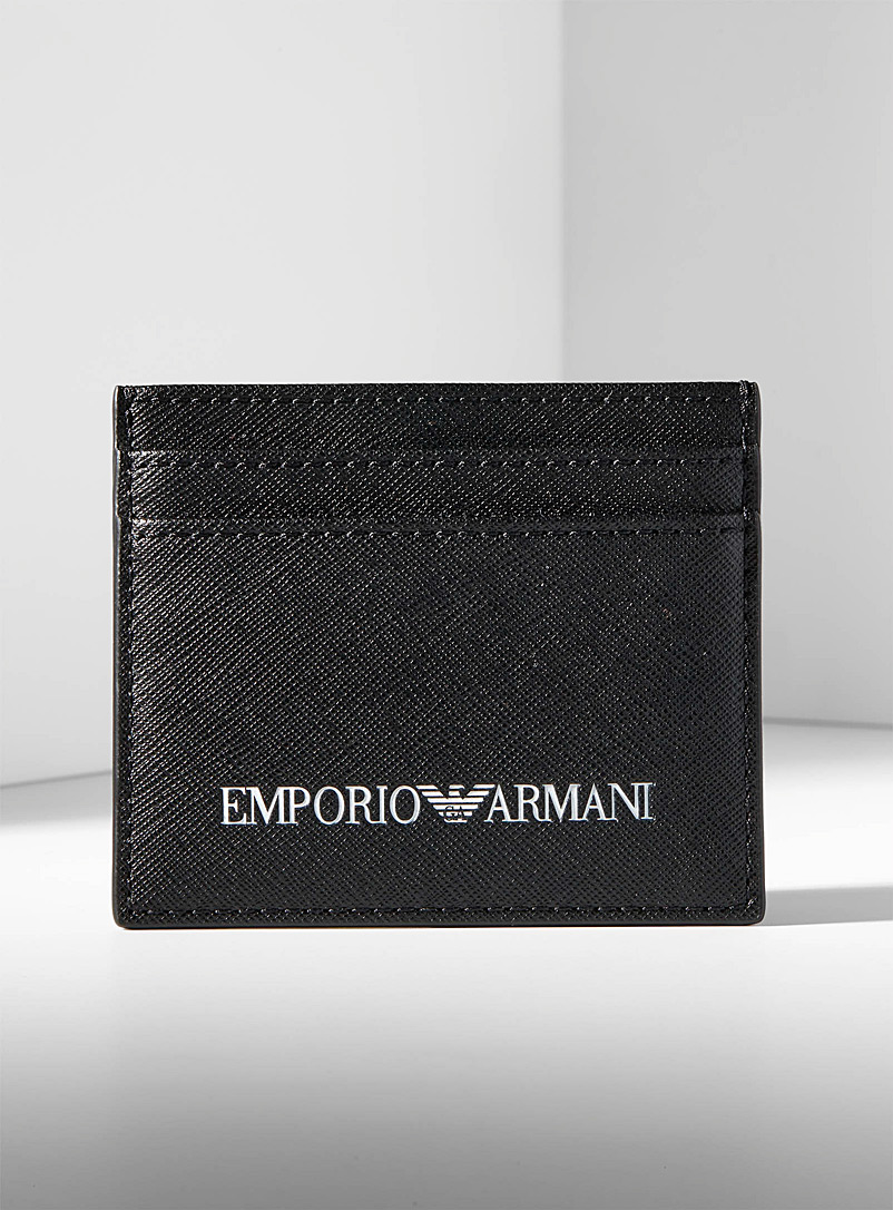 Emporio Armani Black Embossed logo card holder for men