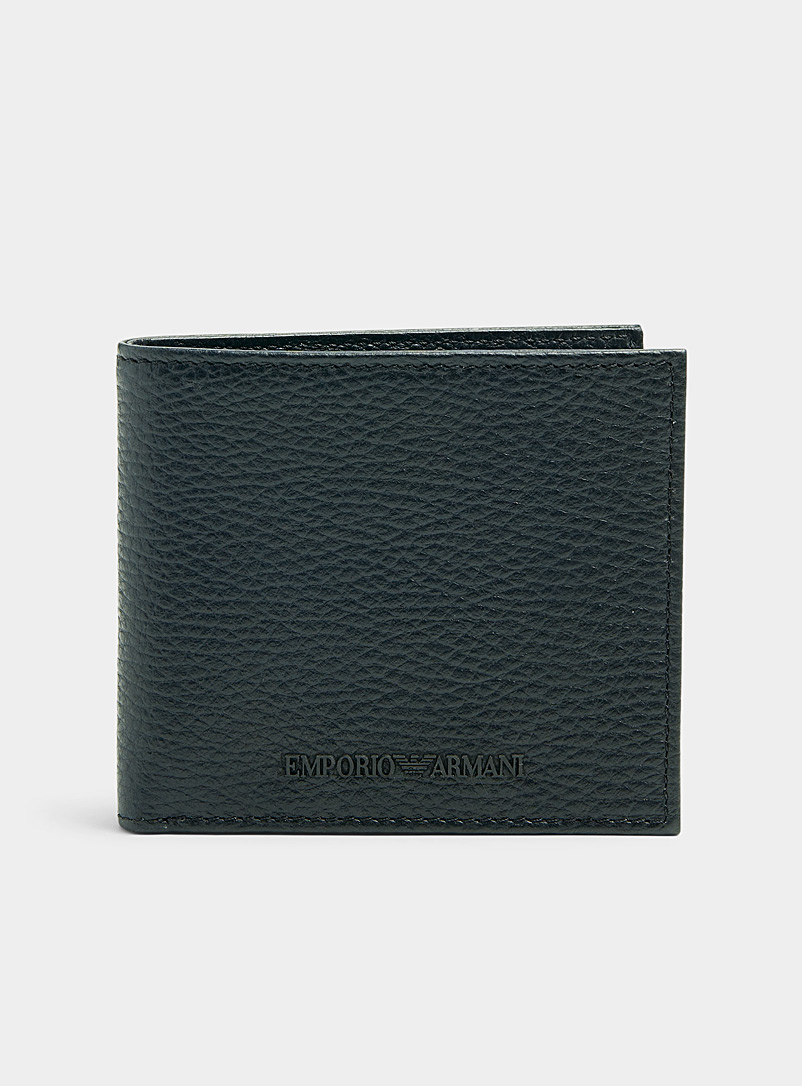 Emporio Armani Black Grained leather wallet for men