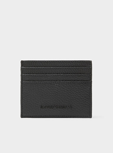 Le porte-cartes cuir grenu logo relief