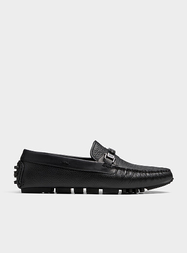 Driver grained leather moccasin loafers