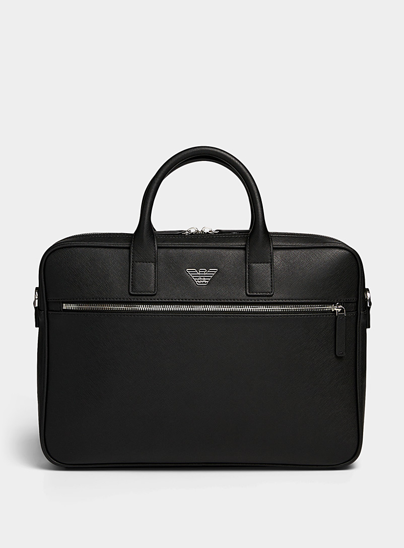 Emporio Armani Black Regenerated leather briefcase for men