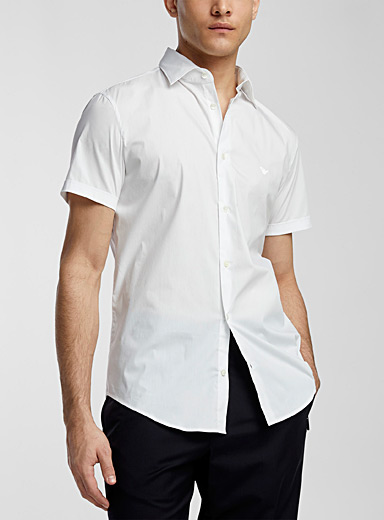 Embroidered logo short-sleeve shirt | Emporio Armani | Shop Emporio ...