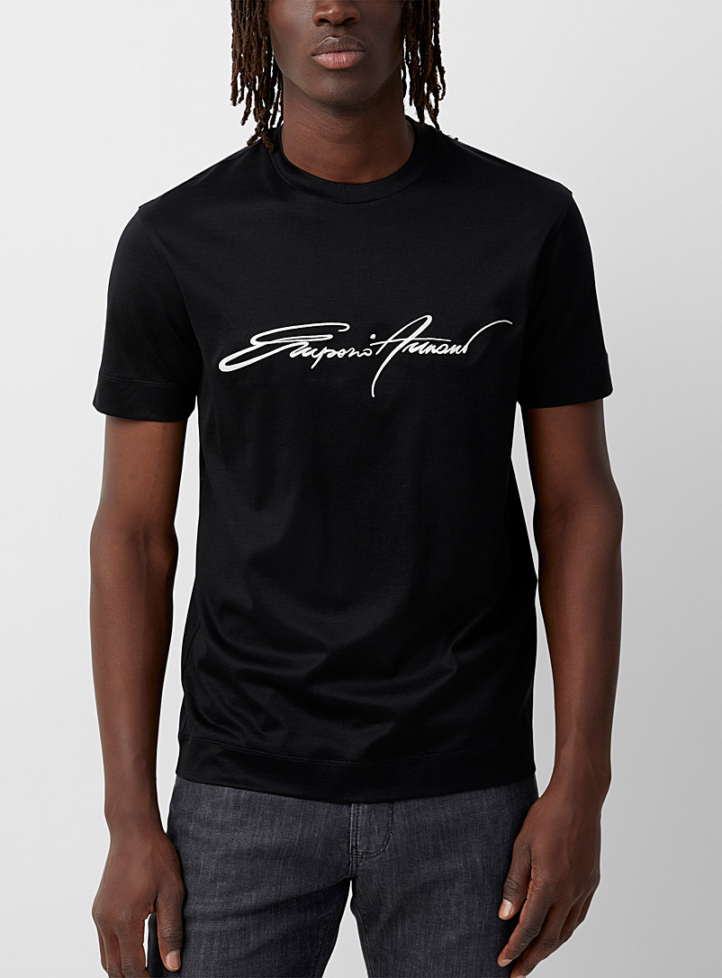 Emporio Armani Black Cursive signature T-shirt for men