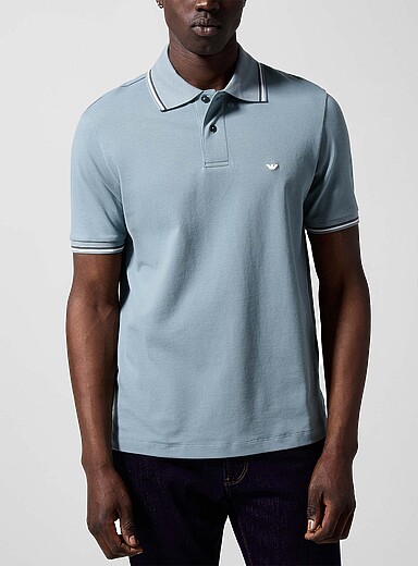 Emporio Armani White Striped-trim polo for men